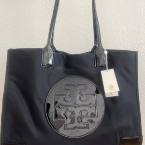 NWT Tory Burch Black Ella Patent Tote Bag